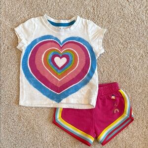 Hatley Rainbow Heart Shirt and Shorts Set